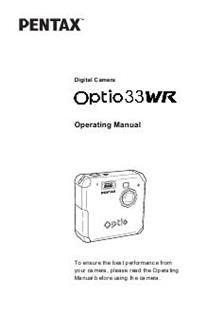 Pentax Optio 33 WR manual. Camera Instructions.